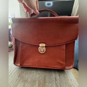 Vintage Ecosusi Breifcase Brown Snap Closed Damage No Shoulder Strap